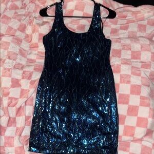 Lily Rose Navy Blue Sequin Mini Dress